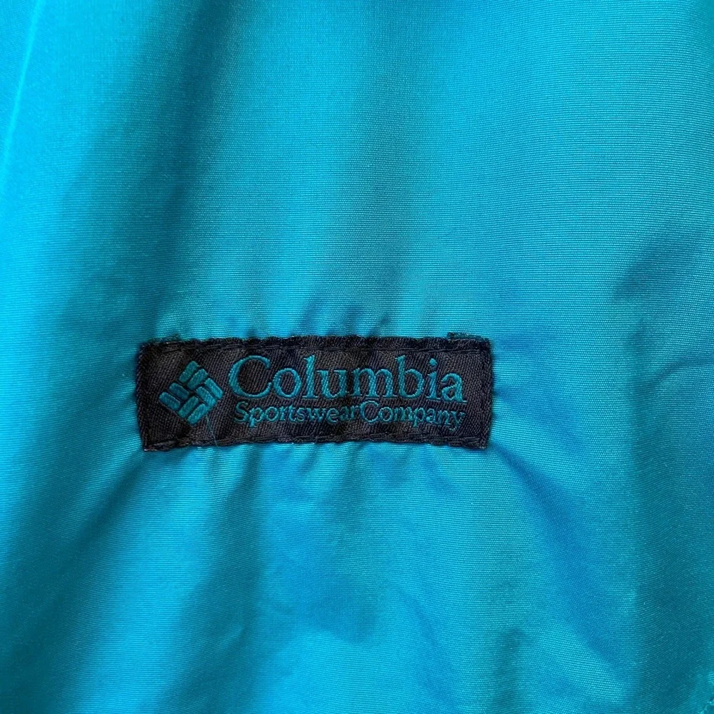 Vintage Columbia Sportswear Windbreaker Jacket XL Blue Teal Black Color Block